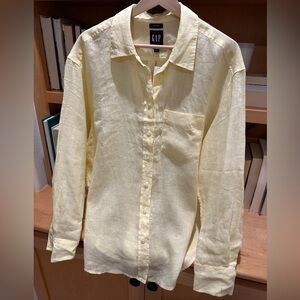 GAP NWT 100% Linen Butter Yellow Button Down Shirt Coastal Natural Fibers